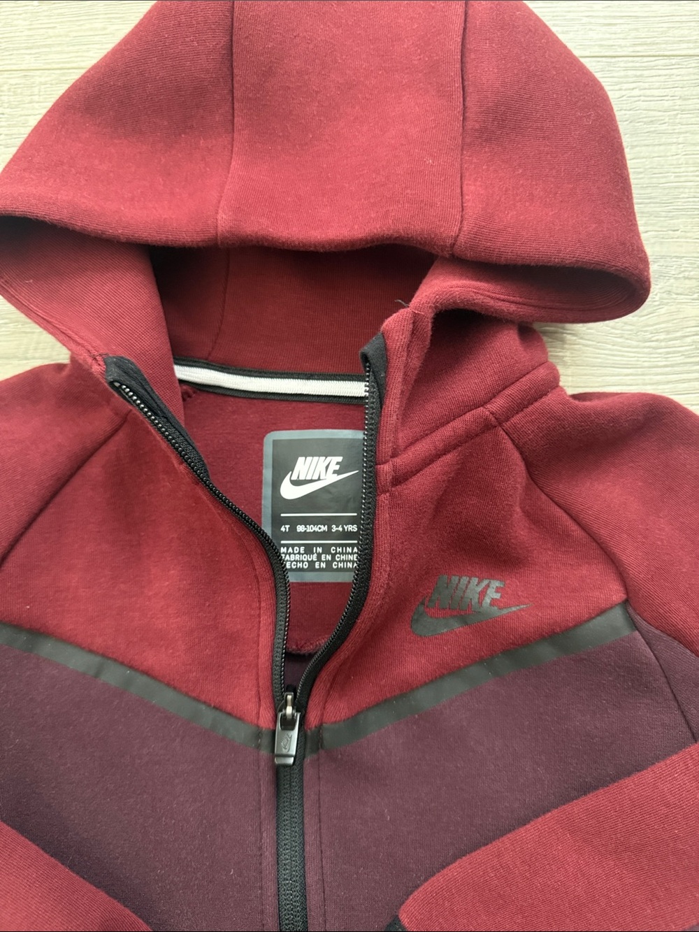 Nike Kids Tech Fleece Full Zip Up Set - Burgundy & Maroon 4t - Picture 3 of 5